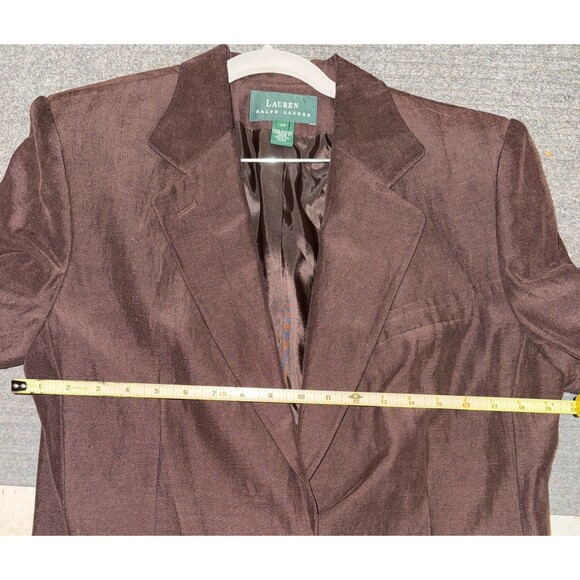 Vintage Lauren Ralph Lauren Brown Linen Silk Blazer Jacket Womens 14 Old Money - Picture 12 of 16